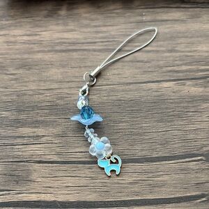 Blue Floral Charm Bag Accessory